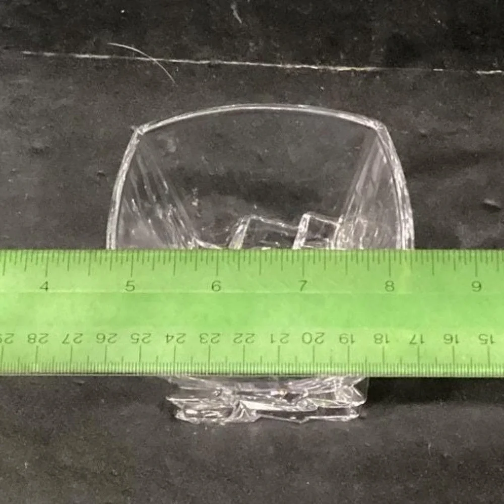 Ice Cube Sculpted‎ Rocks Glass, Vintage Square Whiskey Tumbler, Clear Barware